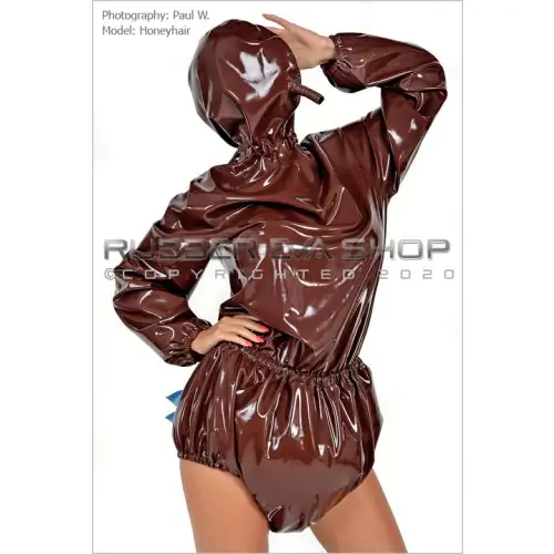 Hooded Frilly Rubber Romper Suit